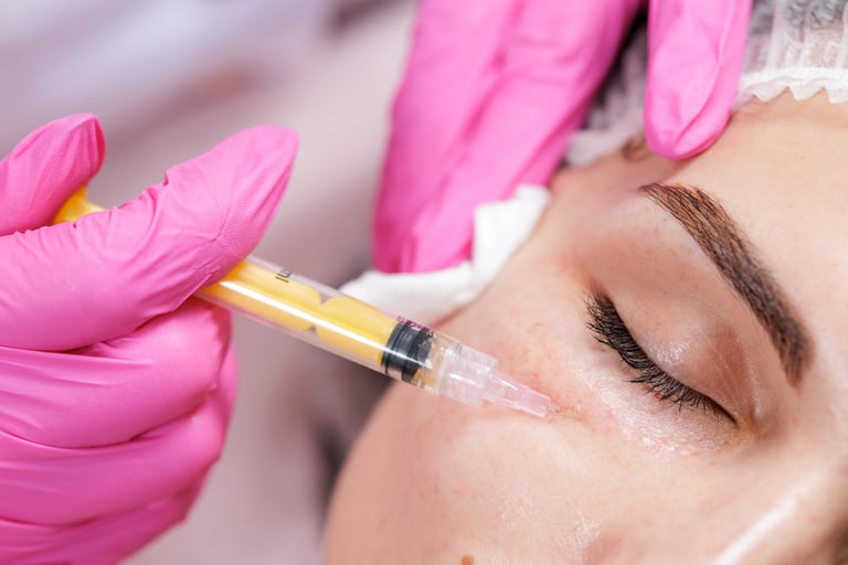 Closeup of under eye mesotherapy bioreparation injection treatment